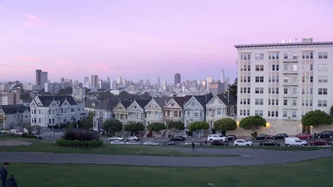 CInematic aerial of Painted Ladies in San Francisco, California Stock Footage
