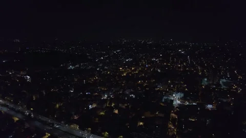 Cinematic aerial panoramic night view of a highway road amidst the Bangalor.. Stock-Footage 344879568
