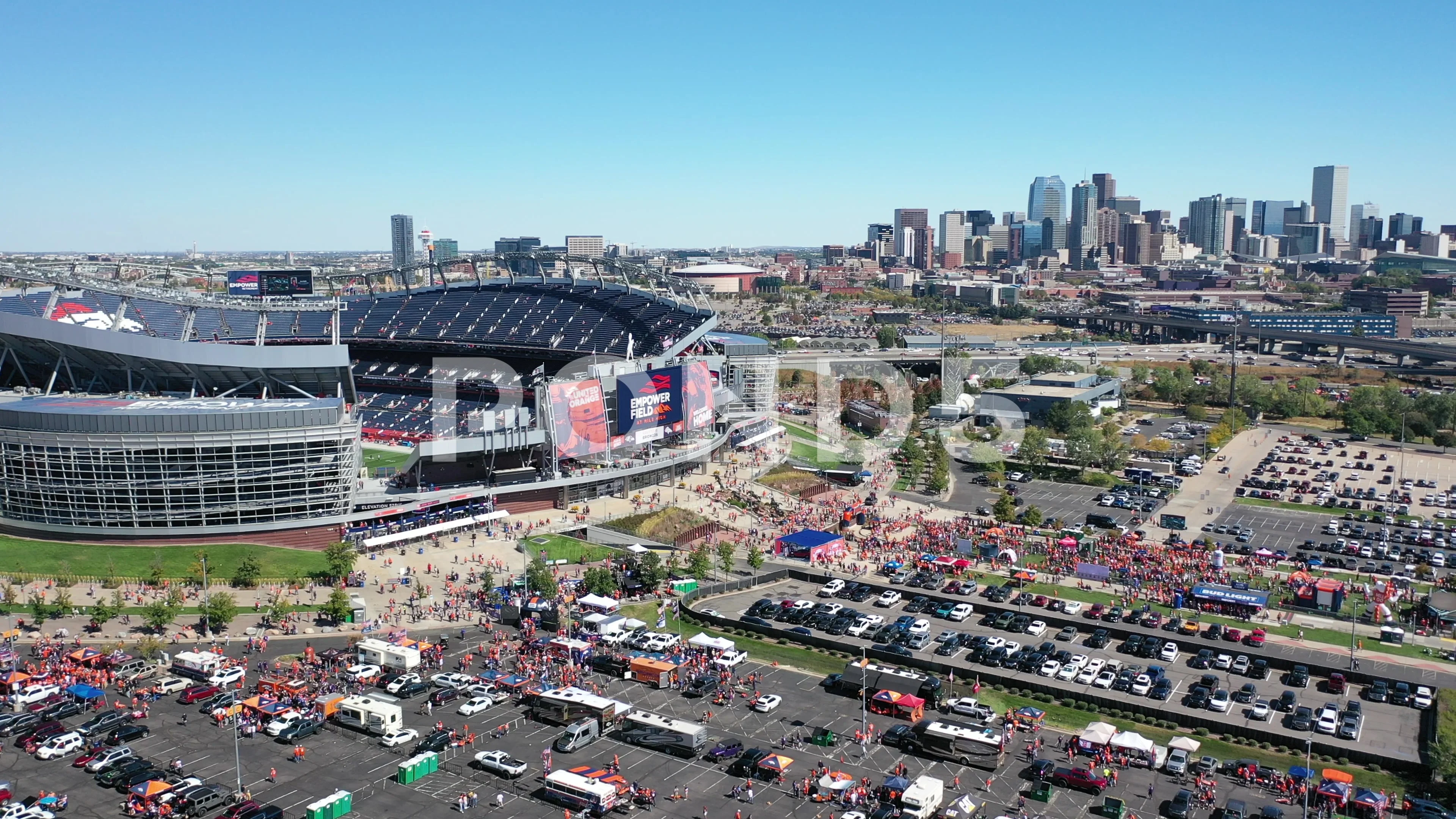 Broncos Horse Empower Field at Mile High Stadium Snow Aerial 