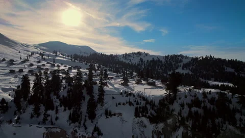 Cinematic aerial view of Goderdzi mountains during sunset Video stock 237407180
