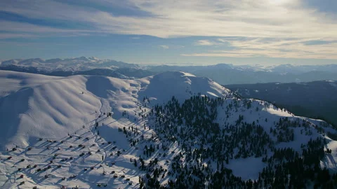 Cinematic aerial view of Goderdzi mountains during sunset Video stock 237407426