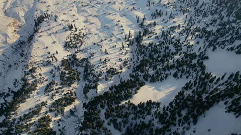 Cinematic aerial view of Goderdzi mountains during sunset Video stock 237407644