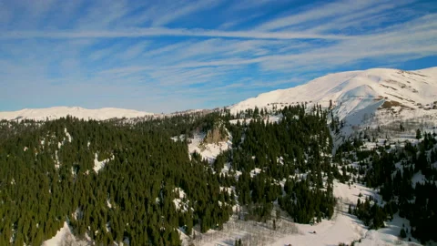Cinematic aerial view of Goderdzi mountains during sunset Video stock 237409083