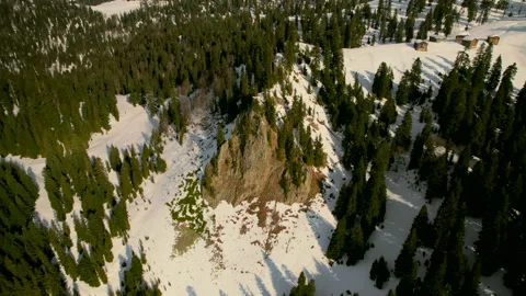 Cinematic aerial view of Goderdzi mountains during sunset Video stock 237409691