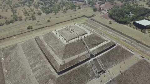 Cinematic Aerial View Of The Moon Pyramid Of Mexico Teotihuacan 03 Stock Footage