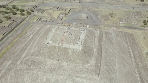Cinematic Aerial View Of The Moon Pyramid Of Mexico Teotihuacan 04 Stock Footage