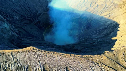 Cinematic Aerial View of Mount Bromo Volcano Crater Java Indonesia Stock Footage 339360949