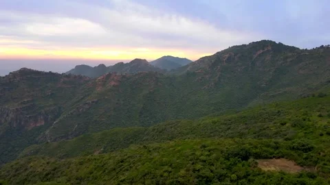 Cinematic Aerial View of a Mountain Range at Sunrise Stock-Footage 341211071