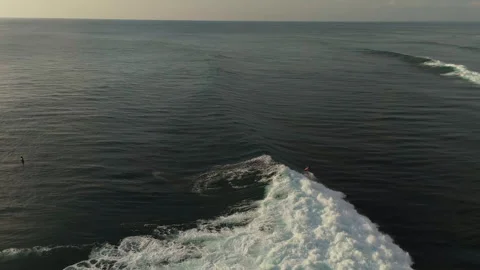 Cinematic Aerial View Surfer Floating in Water Uluwatu Bali Indonesia Stock-Footage 339908174