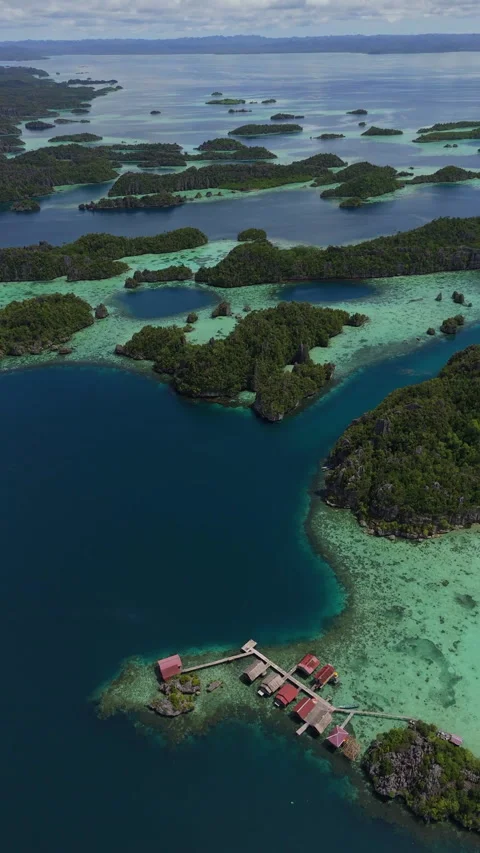 Cinematic Aerial View of Wild Misool Coastline Raja Ampat 動画素材 336579626