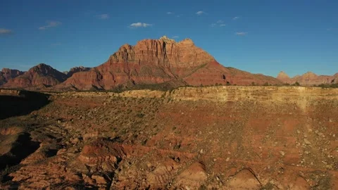 Cinematic Aerial View of Zion National Park Just Before Sunset Stock Footage