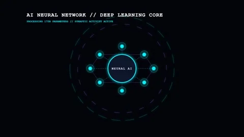 Cinematic AI Neural Network Visualization: Deep Learning Data Tech Background Stock Footage 343284712