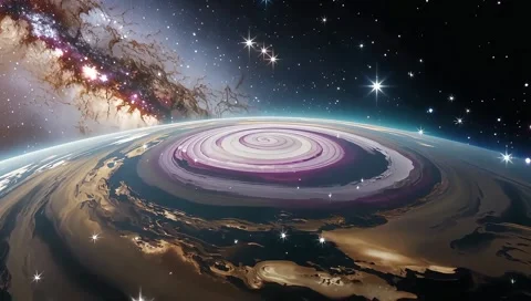 Cinematic Alien Planet Vortex in Starry Cosmic Galaxy Loop 4K Stock Footage 331811641