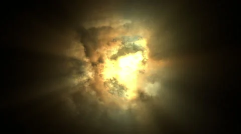 Cinematic animation background, flying through stormy clouds, to bright heaven Stock Footage 44551575