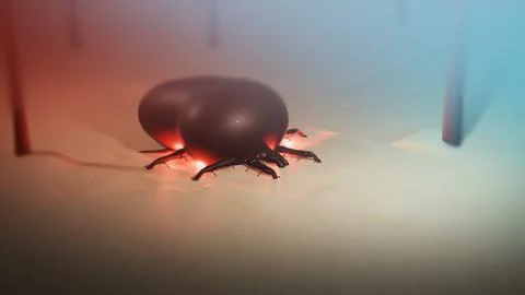 A Cinematic Animation of Tick Embedded in Human Skin 00000 Stock Illustration