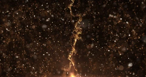 Cinematic animation visual flying particles on golden background Stock Footage 305560436