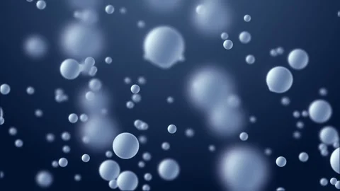 Cinematic animation visual particles and bubbles on blue background Stock Footage 282200201