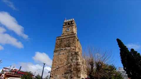 Cinematic Antalya Clock Tower In Old Town, Ottoman Architecture, Turkey Stock Footage 125977178