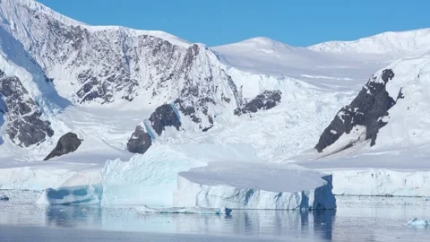 Cinematic Antarctica Massive Iceberg Mountain Covered in Snow. Stunning Epi.. Stock Footage 340304559