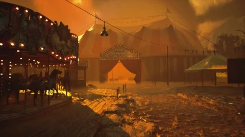 Cinematic Apocalyptic Circus Dance Orange Sky 60fps Stock Footage 321454835