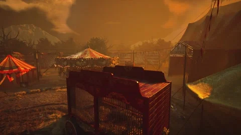 Cinematic Apocalyptic Circus Dance Orange Sky 60fps Stock Footage 321454861