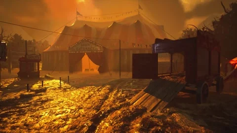 Cinematic Apocalyptic Circus Dance Orange Sky 60fps Stock Footage 321454887