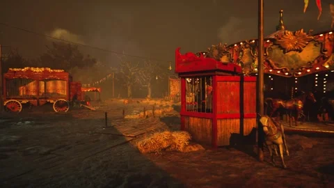 Cinematic Apocalyptic Circus Dance Orange Sky 60fps Stock Footage 321454960