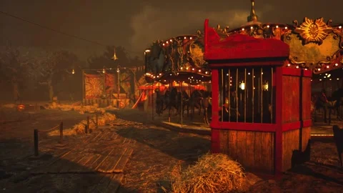 Cinematic Apocalyptic Circus Dance Orange Sky 60fps Stock Footage 321454978