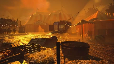 Cinematic Apocalyptic Circus Dance Orange Sky 60fps Stock Footage 321455089