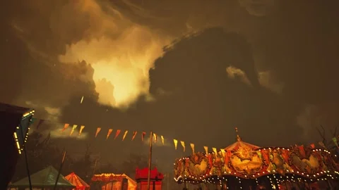 Cinematic Apocalyptic Circus Dance Orange Sky 60fps Stock Footage 321455446