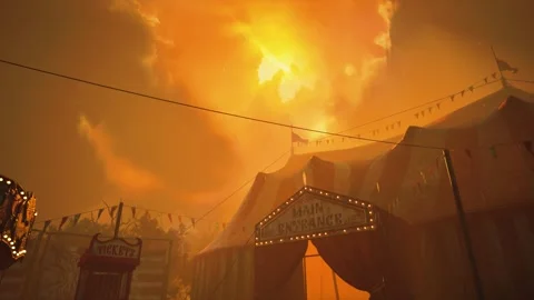 Cinematic Apocalyptic Circus Dance Orange Sky 60fps Stock Footage 321455559