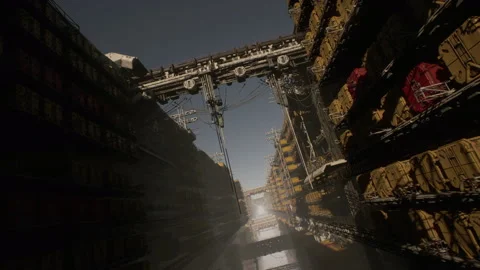 A cinematic appearance of the enemy ship before the battle 04 Stock Footage 179303433