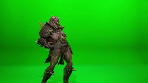 Cinematic Armed Orc Warrior Dance Performance Stock Footage 319469983