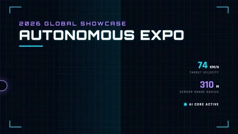 Cinematic autonomous tech expo title sequence | Futuristic global showcase .. Stock Footage 337500769
