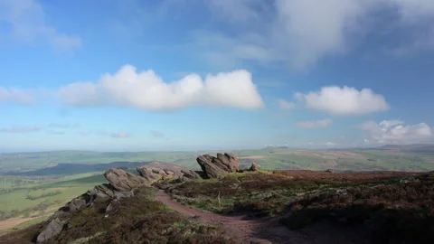 Cinematic b roll of clouds and a blue sky in the Peak District National Par.. Stock Footage 274377367