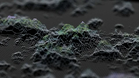 Cinematic background. wave-like grid lifting. seamless loop. Stock Footage 80347506