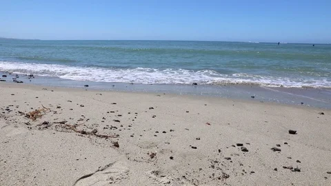 Cinematic Beach and Waves on a Sunny Day - STILL FRONT VIEW Stock Footage 76945094