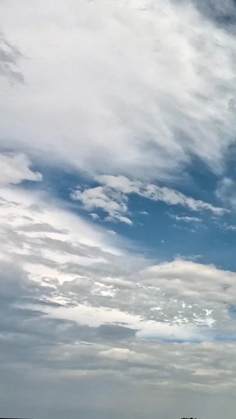 Cinematic beautiful celestial floating clouds across sky. Beautiful sky, white Stock Footage 296179831