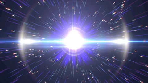 Cinematic Blue Hyperspace Light Streaks and Lens Flare Stock Footage 340524239