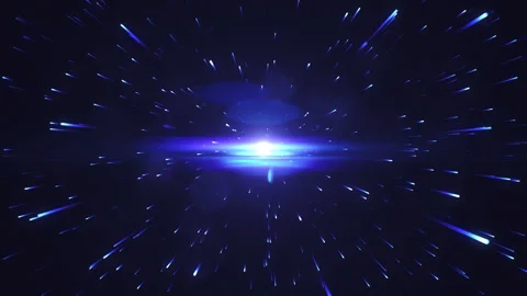 Cinematic Blue Light Rays and Starfield Explosion Stock Footage 340524002
