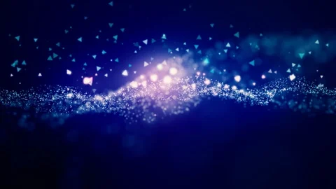 Cinematic blue moving particles with triangle shapes floating. Stock Footage 102174953
