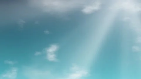 Cinematic Blue Sky with Drifting Clouds and Bright Sun Rays Stock Footage 340259839