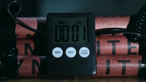 Cinematic Bomb Timer Ticking Down Stock Footage 164541842