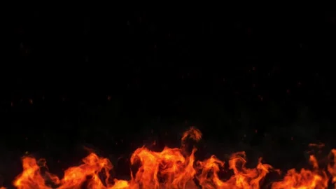Cinematic Burning Fire Border With Floating Sparks on Dark Background Stock Footage 335833071
