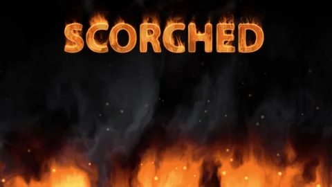 Cinematic Burning Text with Ground Fire and Rising Smoke Animation Stock Footage 342218463