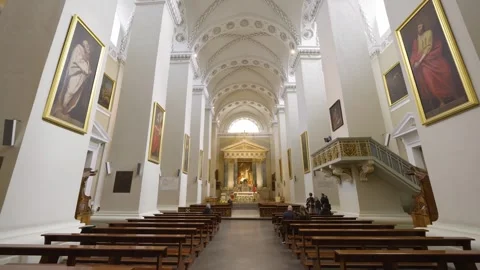 Cinematic camera movement inside Vilnius Cathedral Stock Footage 333451916