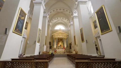 Cinematic camera movement inside Vilnius Cathedral Stock Footage 333696165