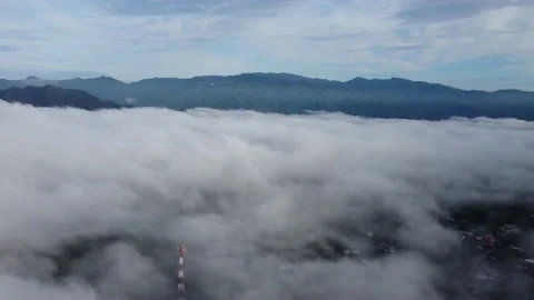 Cinematic Carpets of Mountain Clouds above Latin American Mountain Village Stock Footage 161423159