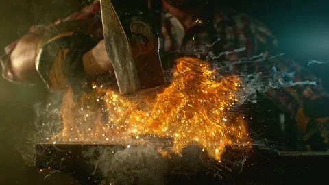 Cinematic close-up of blacksmith Stock Footage 325662082