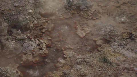 Cinematic Close-up of Boiling Mud and Sulfuric Hot Springs with Steam, Furnas Stock Footage 335010313